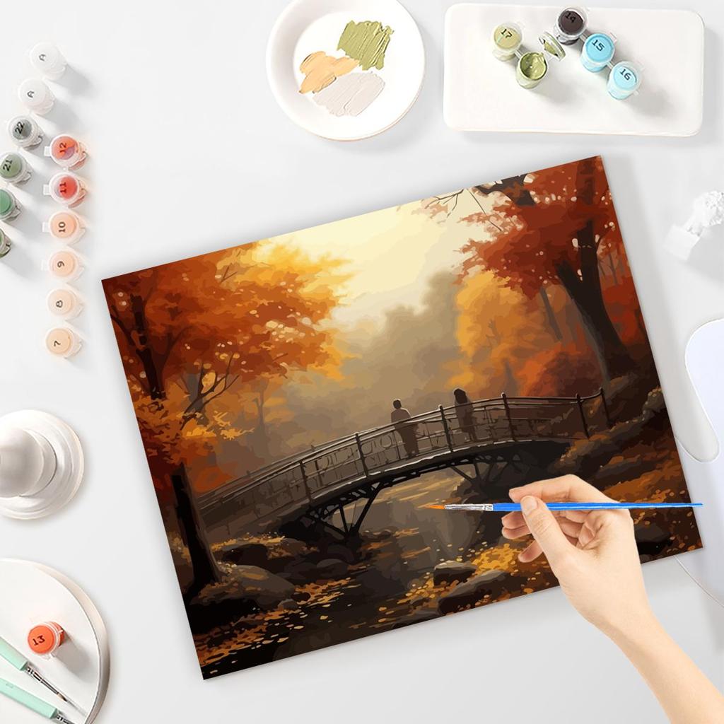 Рамка для картин по номерам, наборы для взрослых, осенний сад, пейзаж, краска на холсте, современное настенное украшение для дома, подарок 40x50 см