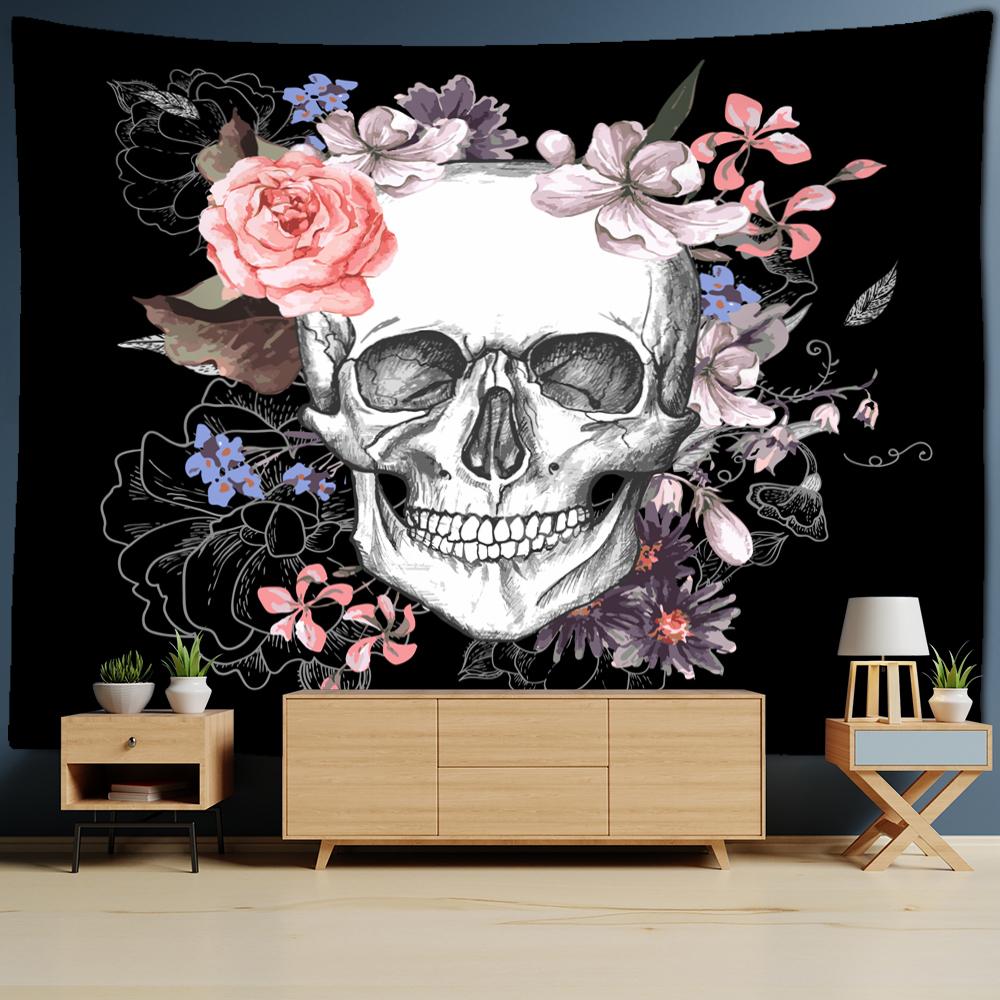 Психоделический гобелен с черепом Grim Reaper, хиппи, колдовство, настенный абстрактный настенный фон, декор для общежития