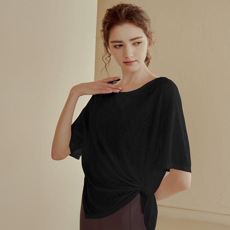 Дышащий топ для бега свободного кроя, легкая футболка для йоги, утягивающая тренировочная рубашка для женщин