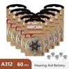 60Pcs Hearing Aid Batteries 312 A312 312A ZA312 312a PR41 Peak Zinc Air Button Ear Aid Batteries For Hearing Aids