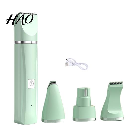 Pet Hair Clipper 1 Set Cat Trimmer Quiet Cordless Handheld Dog Shaver USB Charging Electric 4-in-1 Grooming Kit with 4 Blade for Long Pets Nail