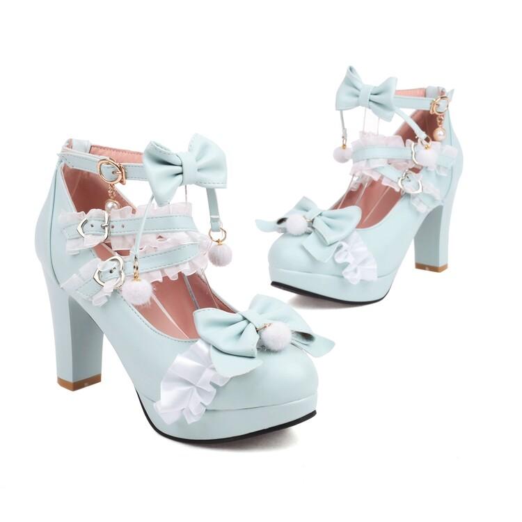 Женские туфли-лодочки из искусственной кожи, на платформе, на толстом высоком каблуке, с круглым носком, Мэри Джейн, с бантом и пряжкой, для вечеринки, свадьбы, милая весна-осень
