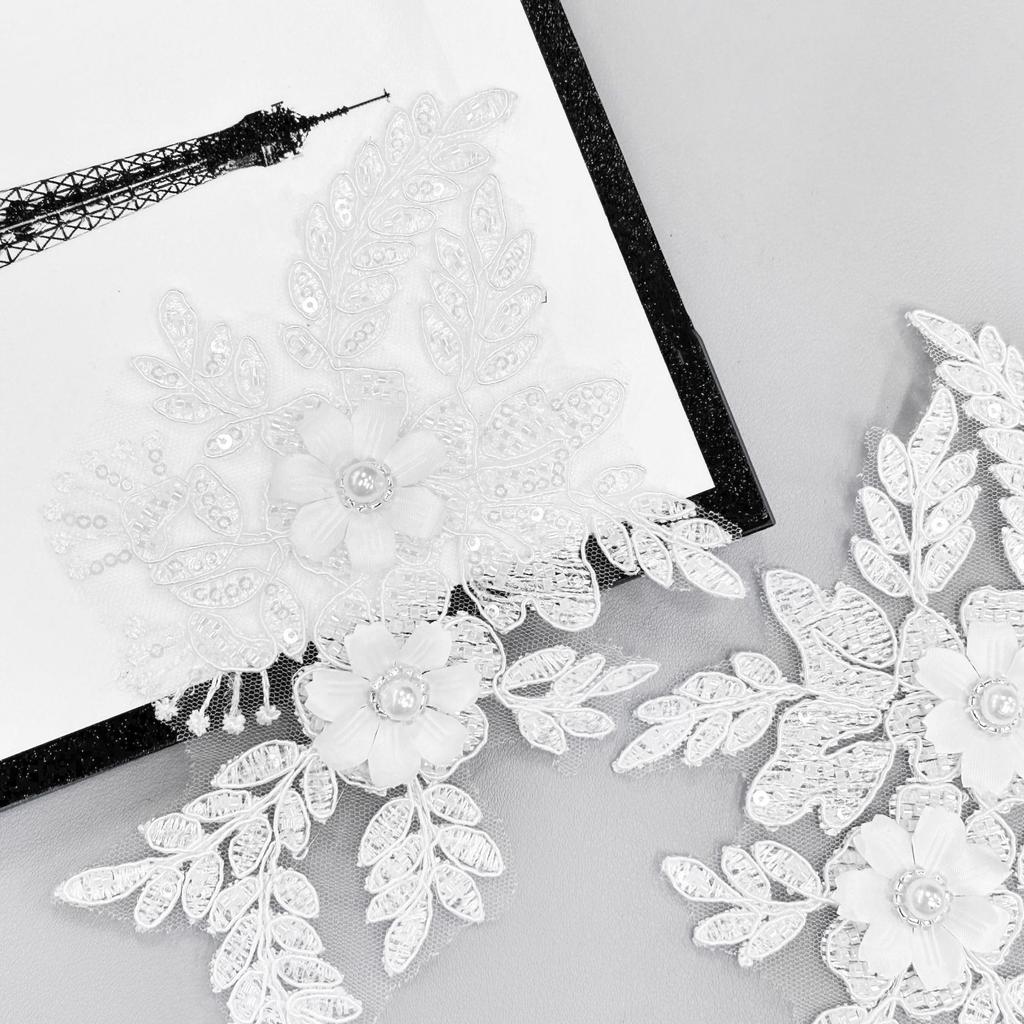 Three-Dimensional Embroidery Lace Applique Clothing Patch Decoration Flower Wedding Dress Accessories To Flower Cloth Stickers Accessories