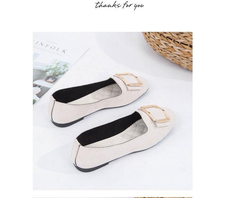 Women's Large Size Beef Tendon Sole Square Toe Shallow Fashion Suede Shoes