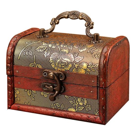 Antique Wooden Sakura Narcissus Jewelry Holder Organizer Trinket Storage Box