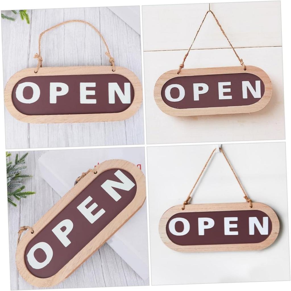 Wood Open Sign for Business Decorative Doorplate Practical Store Status Indicator Double-Sided
