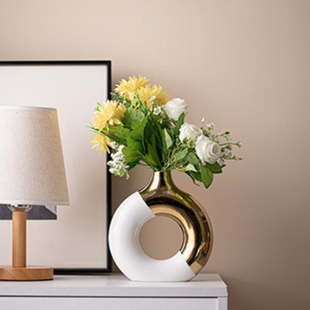 Легкая Роскошь Золотая Керамическая Ваза для Цветов для Свадьбы, Домашний Декор Стола, Подарок на Новоселье, Минималистичный Домашний Декор
