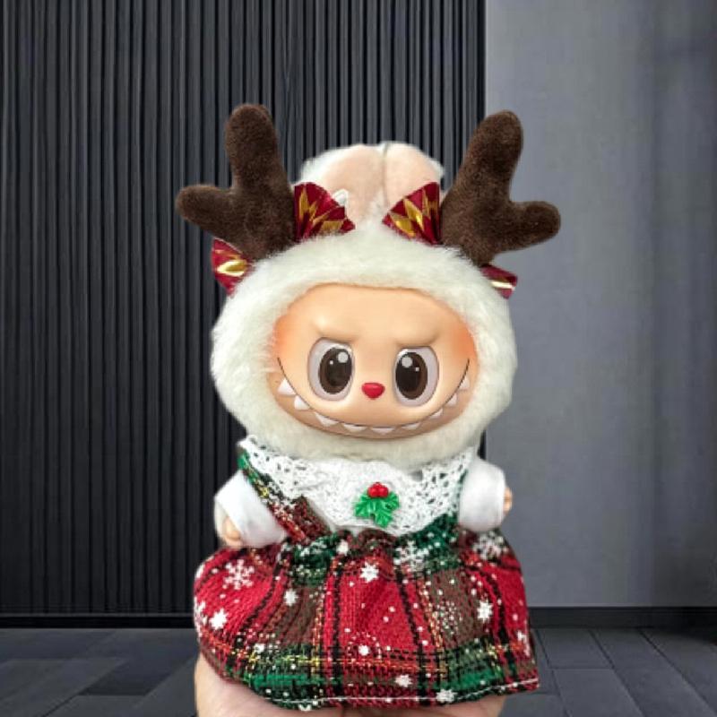 Горячий подходит для одежды labubu baby 17 см, холщовая одежда, кукла-сюрприз, набор для переодевания, рождественский и новогодний набор