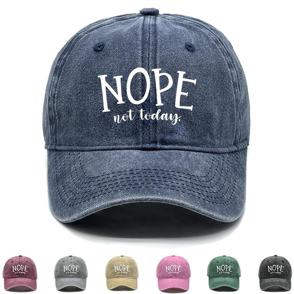 NOPE not today" Print Adjustable Baseball Cap, Trucker Hat Casual Slouchy Retro Hip Hop Snapback Sun Hat