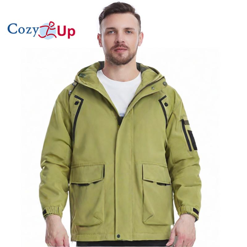 Cozy Up Men Fashion Unisex Hooded Windbreaker Multi-Pockets Casual Jackets Oversized Coat