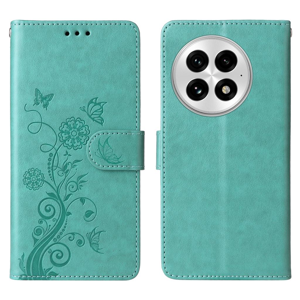 For OnePlus 13 Leather Case Butterfly Floral Imprint Wallet Stand Cover