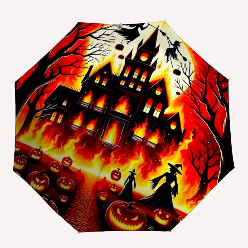 1pc Haunted House Folding Umbrella | Elegant Design, Fashionable Accessory, Durable Construction, Sturdy Ribs yy251107099