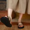 French Flat-bottomed Small Fragrant Wind Cover Toe Cool Slippers Women's New Summer Wear Soft-soled Beach Sandals In 2025