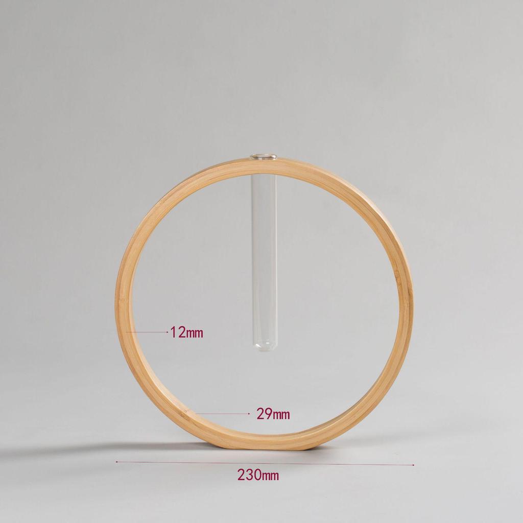 Nan Bamboo Glass Vase: Modern Minimalist Hydroponic Plant Container for Home, Office, Desk, or Wall Decor.