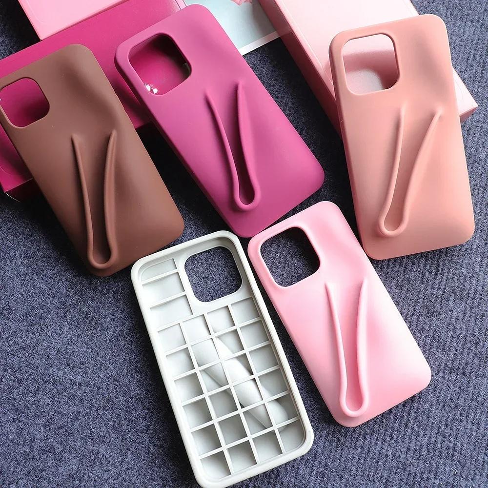Новый 2025 Самый горячий DIY держатель для помады Мягкий чехол для телефона для IPhone 17 16 15 14 13 12 Pro Max 17Air Жидкий Мягкий Силиконовый Защитный Чехол