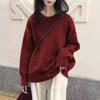 Retro Design Soft Waxy Round Neck Pullover Sweater Women's Autumn and Winter New Loose Lazy Wind Knitted Sweater Top