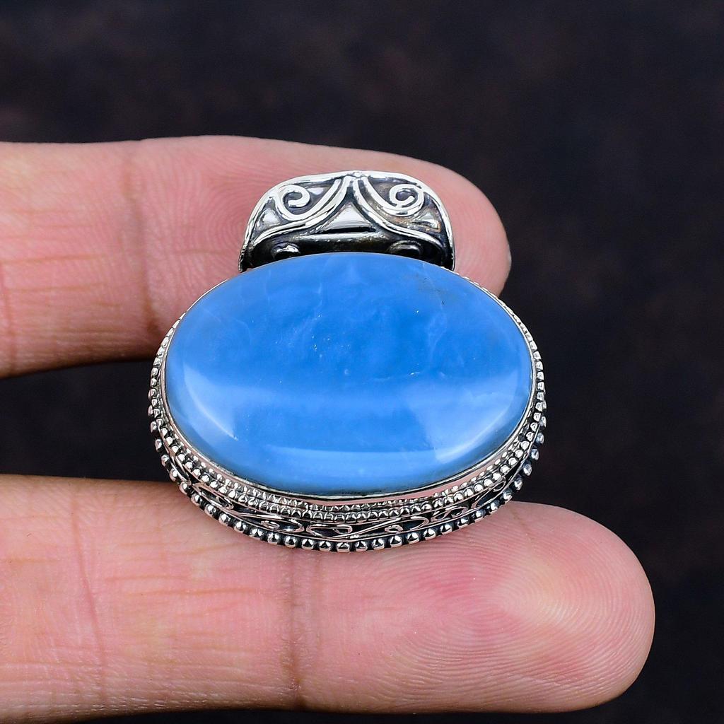 Подвеска с голубым опалом Оуихи, украшение из натурального драгоценного камня, винтажная подвеска, подвеска из стерлингового серебра 925 пробы, подвеска ручной работы, подарки для него, элегантные украшения