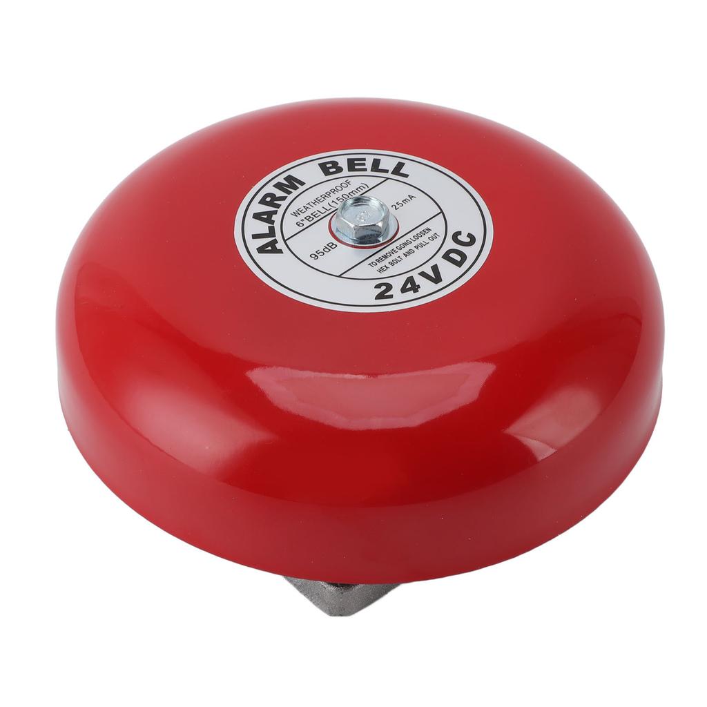 6in Fire Alarm Bell Waterproof Portable Aluminum Alloy 24V Wired Power 95db Loud Security Ringing Bell for School Home