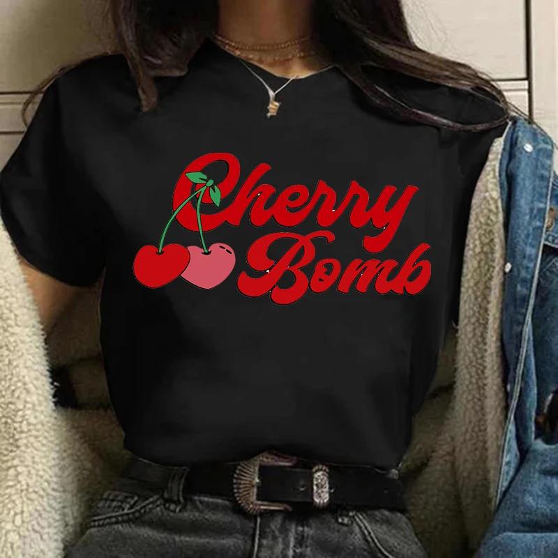 Сладкая клубника вишня повседневные футболки готическая футболка Harajuku 90s футболка женские летние топы уличная одежда