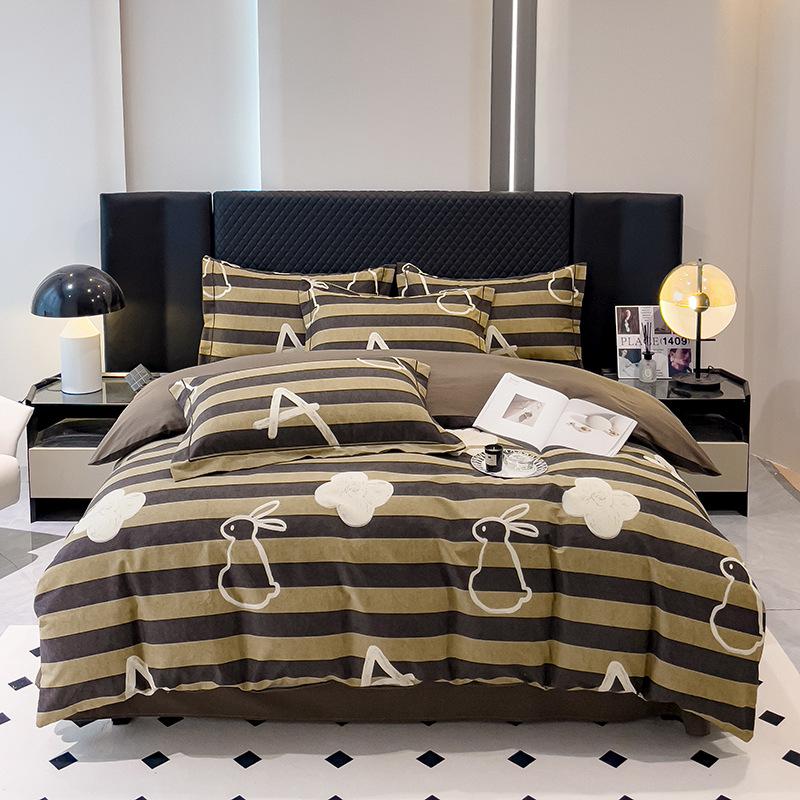 Утолщенный хлопок с начесом, четырехсекционный пододеяльник с цветочным принтом, хлопковое постельное белье с пасторальным принтом, пододеяльник