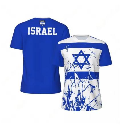 Trendy Israeli flag graphic football t-shirt for men Summer Trend 3D national logo print t-shirt Hugh