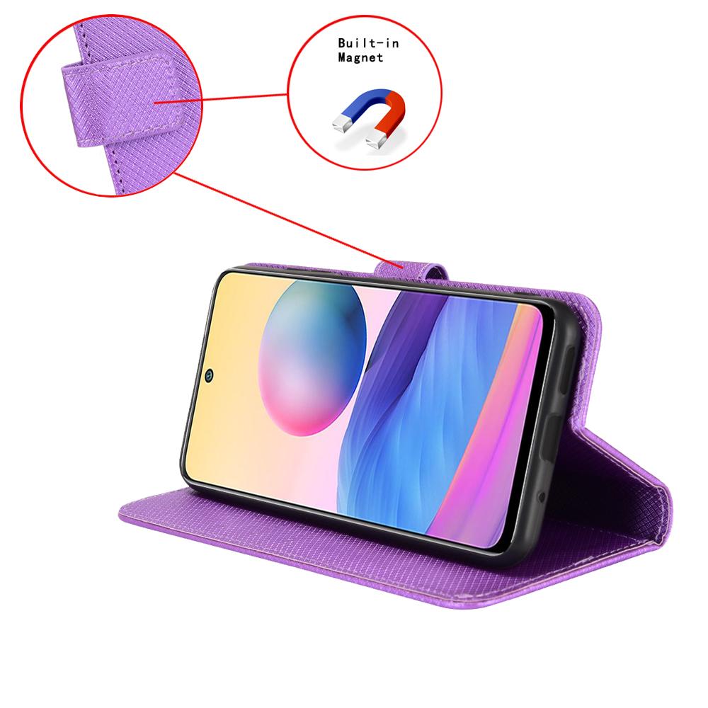 Wallet Case for Poco X8 Pro Max 5G - Leather/PU, Purple, With Lanyard