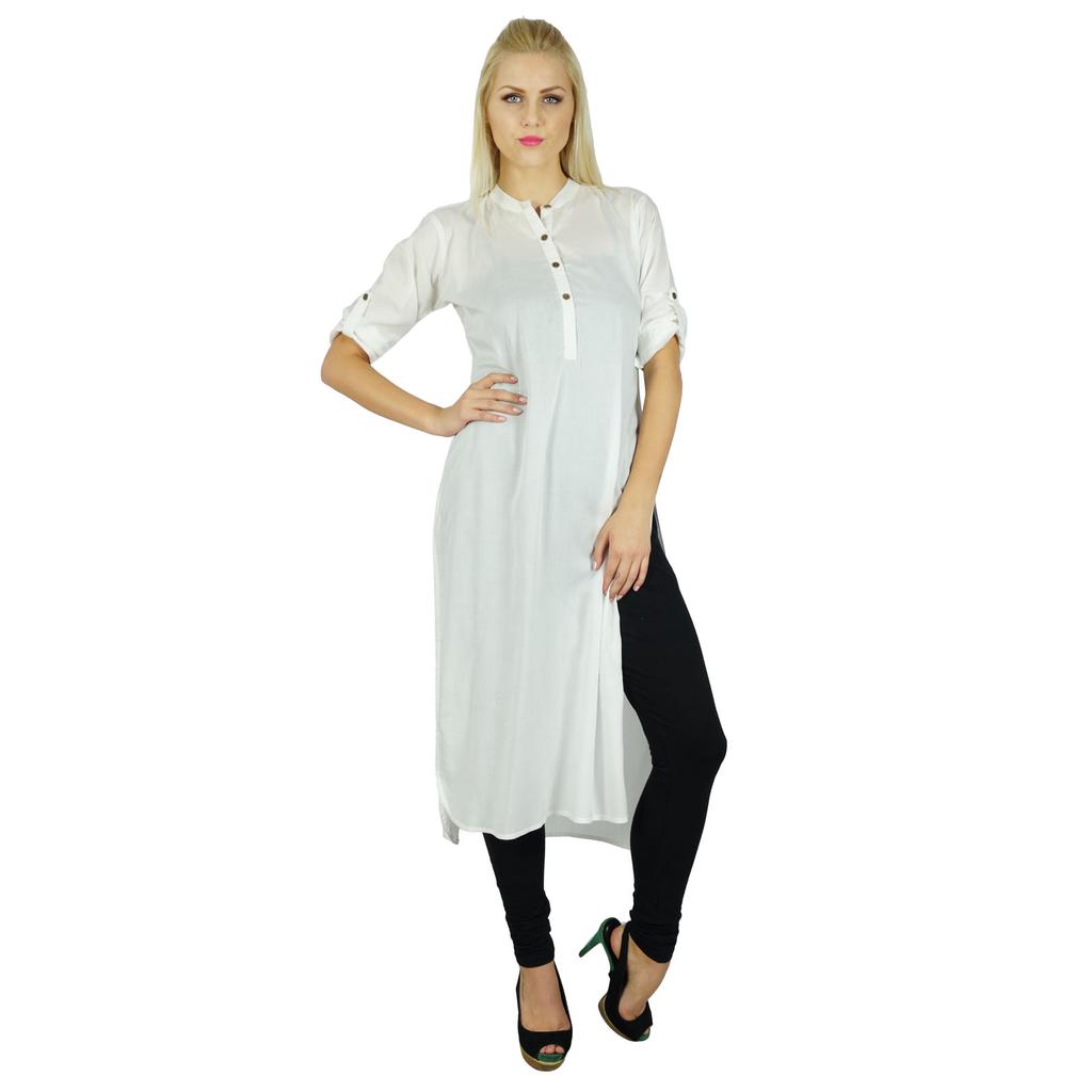 Bimba Women Classic Cotton Custom Kurti 3 4th Sleeve Formal Long Blouse