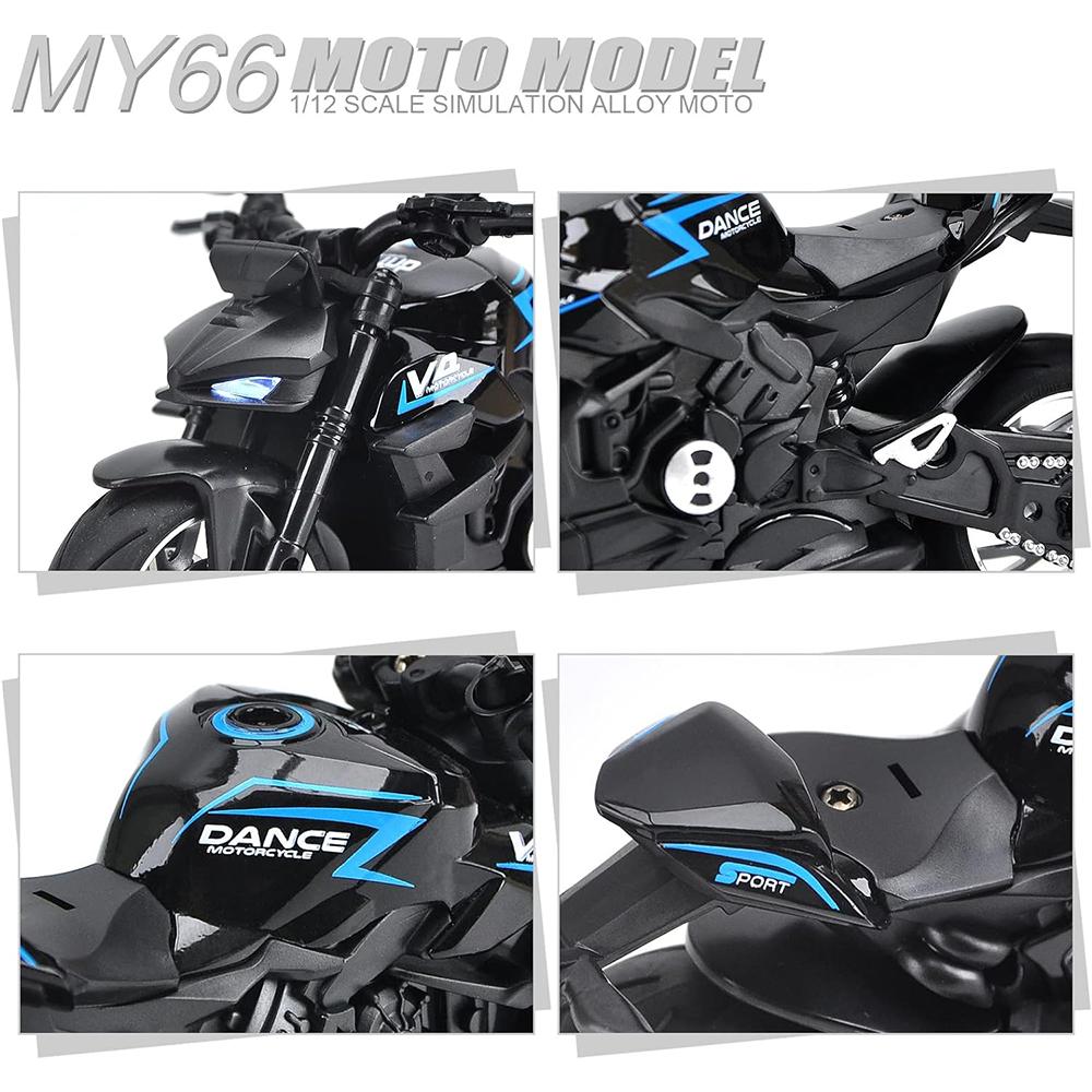 1/12 Scale V4 Pull Back Motorcycle Toys,Motorcycle Model with Light and Music,Toy Motorcycles for Kids Age 3+ Year Old Christmas Party Supplies