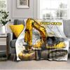 1PC Custom Name Excavator Art Card flannel blanket versatile,all-season throw suitable for the living room,bedroom,camping,travel,and gift