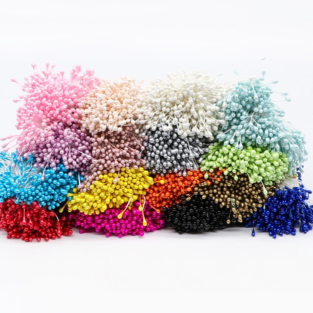 Flower Pep Sky Blue Flower Material Pearl Pep Artificial Flower Core Pep Diameter 3mm Length Artificial Flower Stamen Approximately 150 Pieces X 6