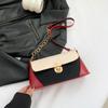 Retro Color Block Shoulder Bag 2024 New Trend Street Style Pu Material Medium Size