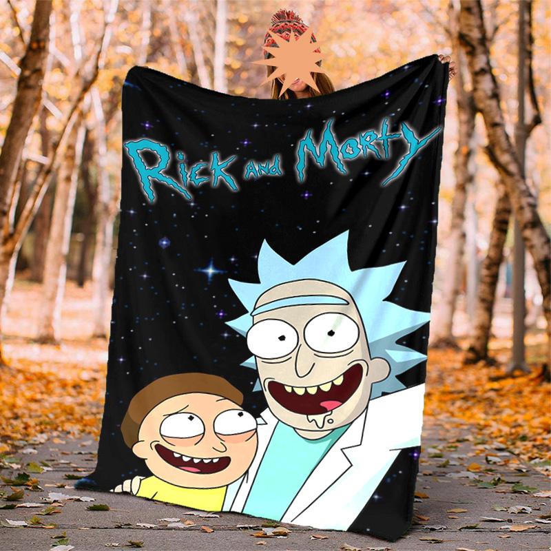 Rick Morty Flannel Blanket Soft Warm All-Season Throw, Design for Camping, Car Travel, Hiking Sofa, Bed, Office Perfect Gift for Parties