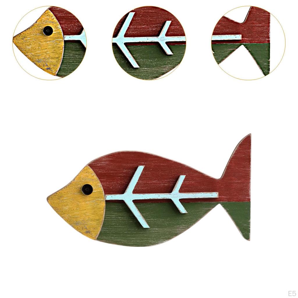 Wooden Fishing Wall Sculpture Beach Themed Home Decor Nautical Decoration for Bedroom