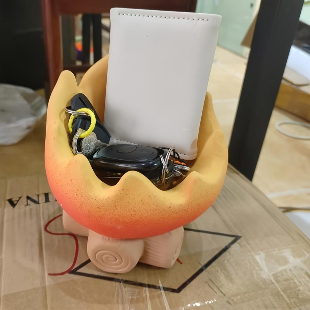 Flame Shaped Storage Tray, Unique Flame Design Ceramic Decorative Tray for Home and Office ,Ideal for Organizing Lipstick, Keys, and Small Items