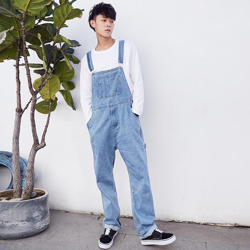 Men's Denim Overalls Large Size Strap Straight Pants Blue Jeans Men's Plus Size Work Clothes