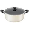 Iris Ohyama Pot 28cm Gas Compatible with Lid Diamond Coated Long Lasting Easy To Clean White Fire/IH Non-Stick DIS-P28