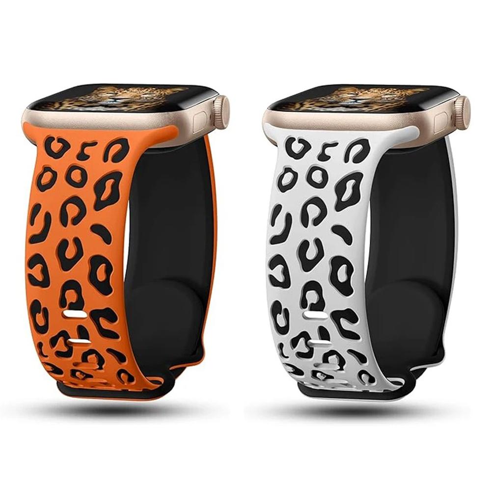 Ремешки Для Apple Watch Band 40мм 44мм 42мм 45мм 41мм 49мм 46мм Силиконовый Гравированный Correa Браслет Серия 8 9 7 SE 6 ultra 2 3 10