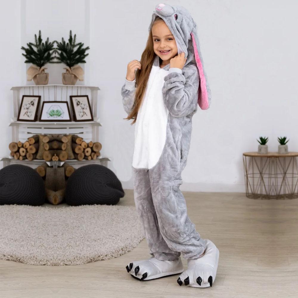 Kids Winter Jumpsuit Unicorn Pajamas Kigurumi Animal Giraffe Pyjamas Boys Girls Onesies Cosplay Flannel Rabbit Sleepwear Children Costume