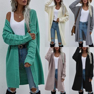 Женский однотонный вязаный темпераментный модный свитер с длинными рукавами, кардиган, пальто
