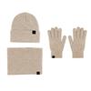 3 Pcs/Set Unisex Winter Beanie Scarf Gloves Set Thick Plush Knitted Warm Cap Gloves Elastic Ear Protection Windproof