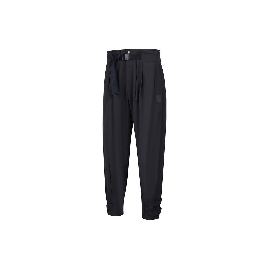 Li Ning X Jackie Chan Collaboration Kung Fu Series Solid Color Cuffed Cargo Pants Men Pants Black AKXT029-1