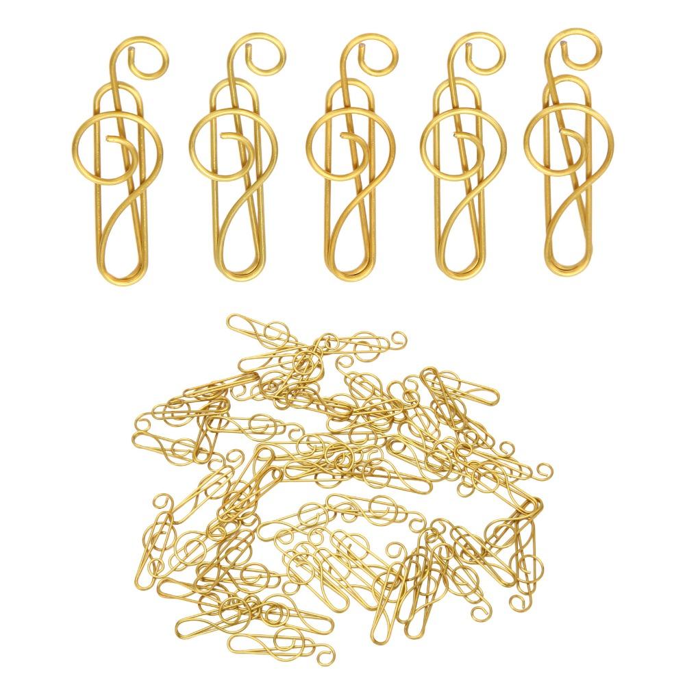 100 Pcs Gold/ Green Fancy Paperclips Music Note Shape Small Paper Clips Cute Paper Clips  Notebook