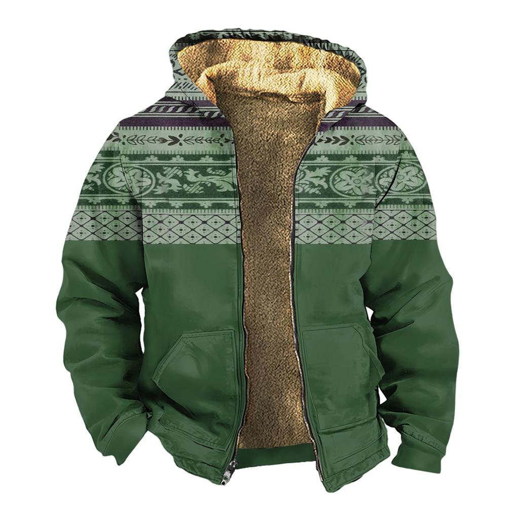 Мужская зимняя флисовая толстовка с капюшоном на молнии с накладным карманом, повседневная куртка