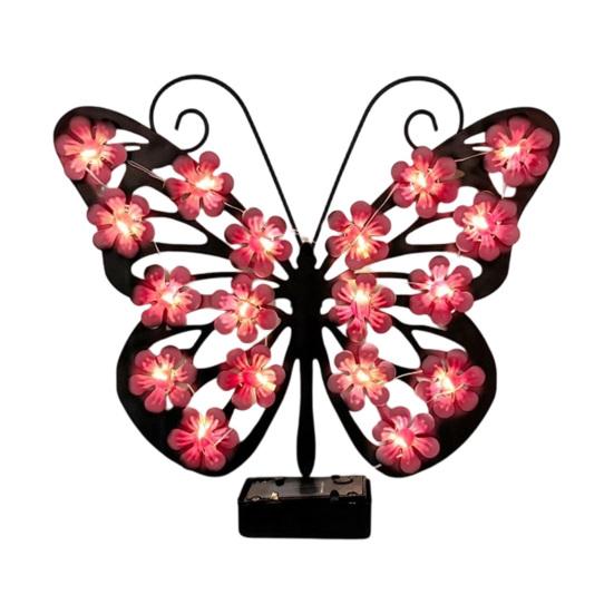 Солнечный фонарь-бабочка, подвесной, металлический, для улицы и сада, со светодиодной подсветкой разных цветов
