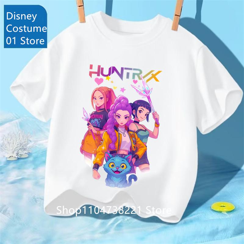 Kpop Охотники на демонов Huntrix Футболки для детей Мальчиков Девочек Летние Повседневные Топы Футболки с коротким рукавом и графикой Футболка Kpop Охотники на демонов