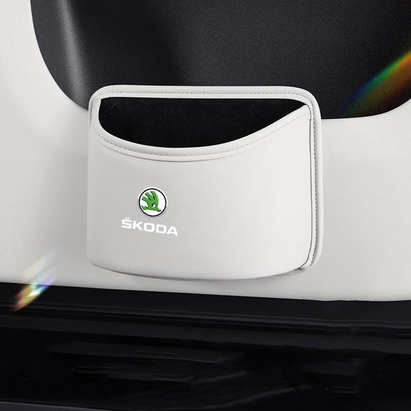 WMZW4 Multi-functional Car Organizer Box Trash Can Storage for Skoda Karoq Octavia Superb 3 Fabia 1 2 Kamiq Kodiaq Citigo Yeti Rapid