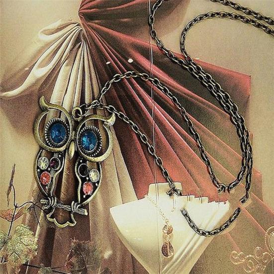 Женский свитер-цепочка с милой совой и животным кулоном, ожерелье, ювелирное изделие, подарок