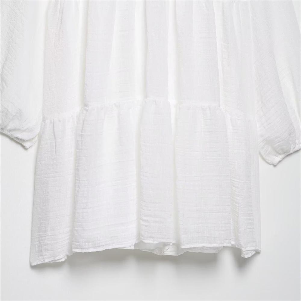 2025 Spring/Summer Women's V-Neck Layered Patchwork Long-Sleeve Dress