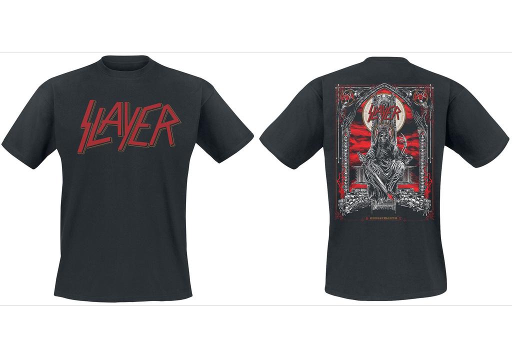 Slayer Double-Sided Pentagram Demon Print Cotton T-shirt Men Women Band Unisex Casual Tee