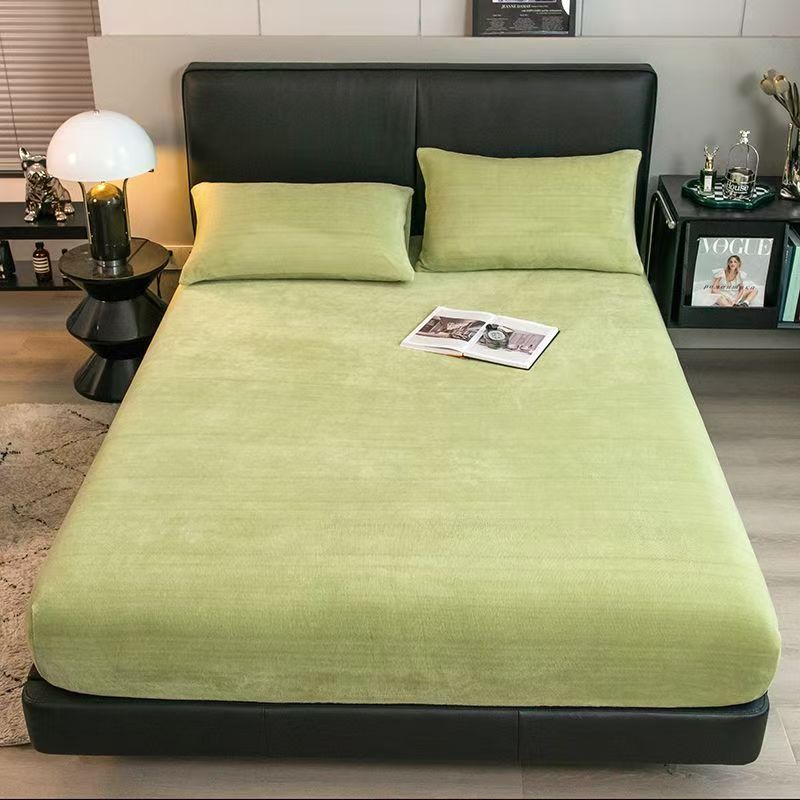 Winter Warm Plush Fitted Sheet Elastic Mattress Cover Fluffy Velvet Fleece Bed Linen Couple Thermal Double Bed King Size